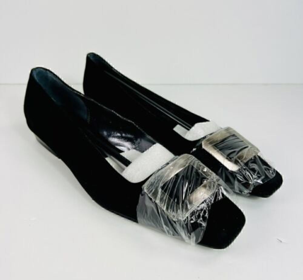 CHINESE Laundry Rhoda Suede Shoes Black Silver Buckle Size 8.5 NIB